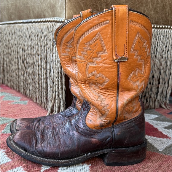 Anderson Bean Women’s Orange and Brown/Burgundy Western Boots - Picture 3 of 17